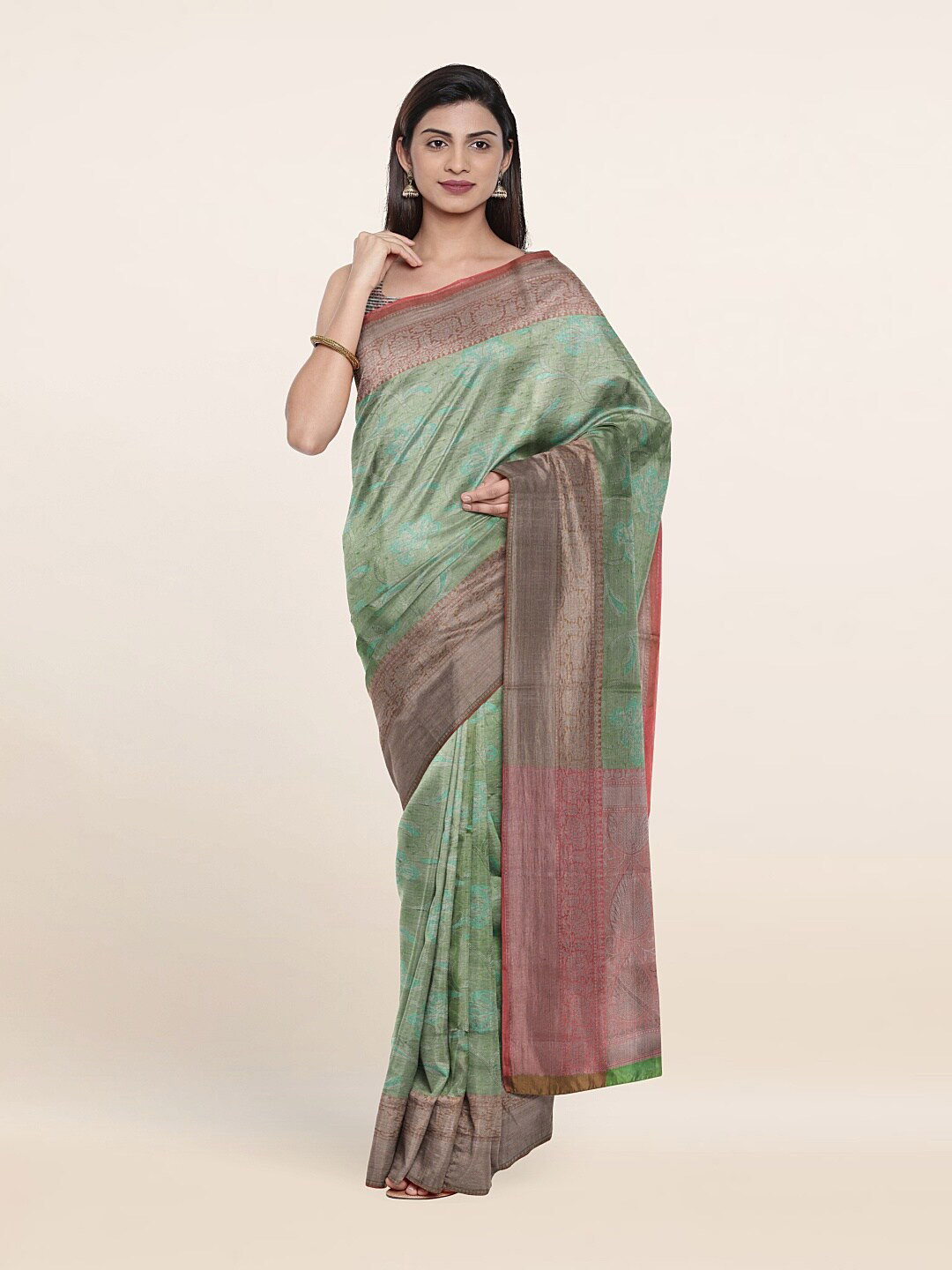 

Pothys Green & Pink Woven Design Zari Art Silk Saree