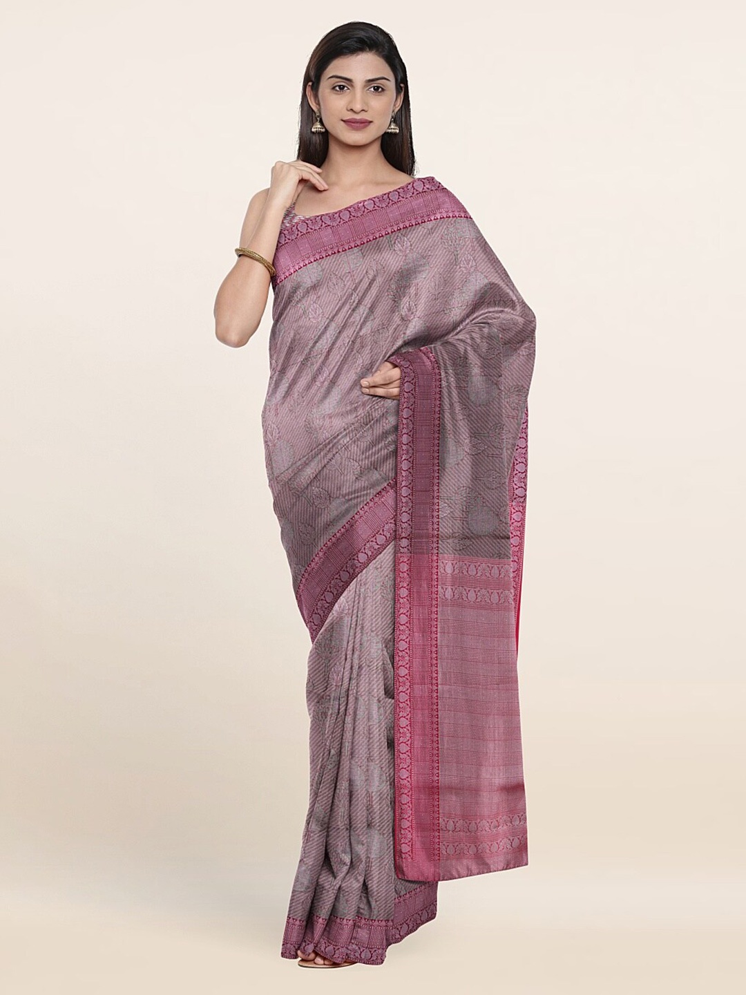 

Pothys Lavender & Pink Woven Design Zari Art Silk Saree