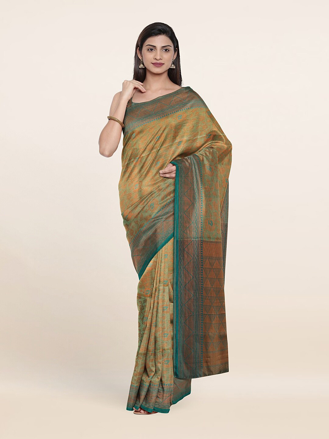 

Pothys Green & Brown Woven Design Zari Art Silk Saree