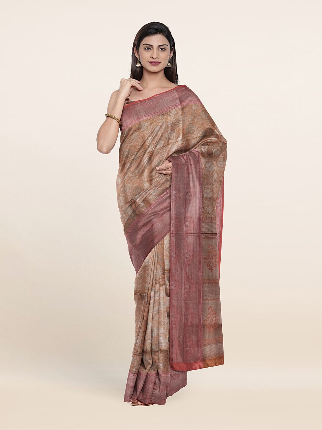 

Pothys Peach-Coloured Woven Design Zari Art Silk Saree