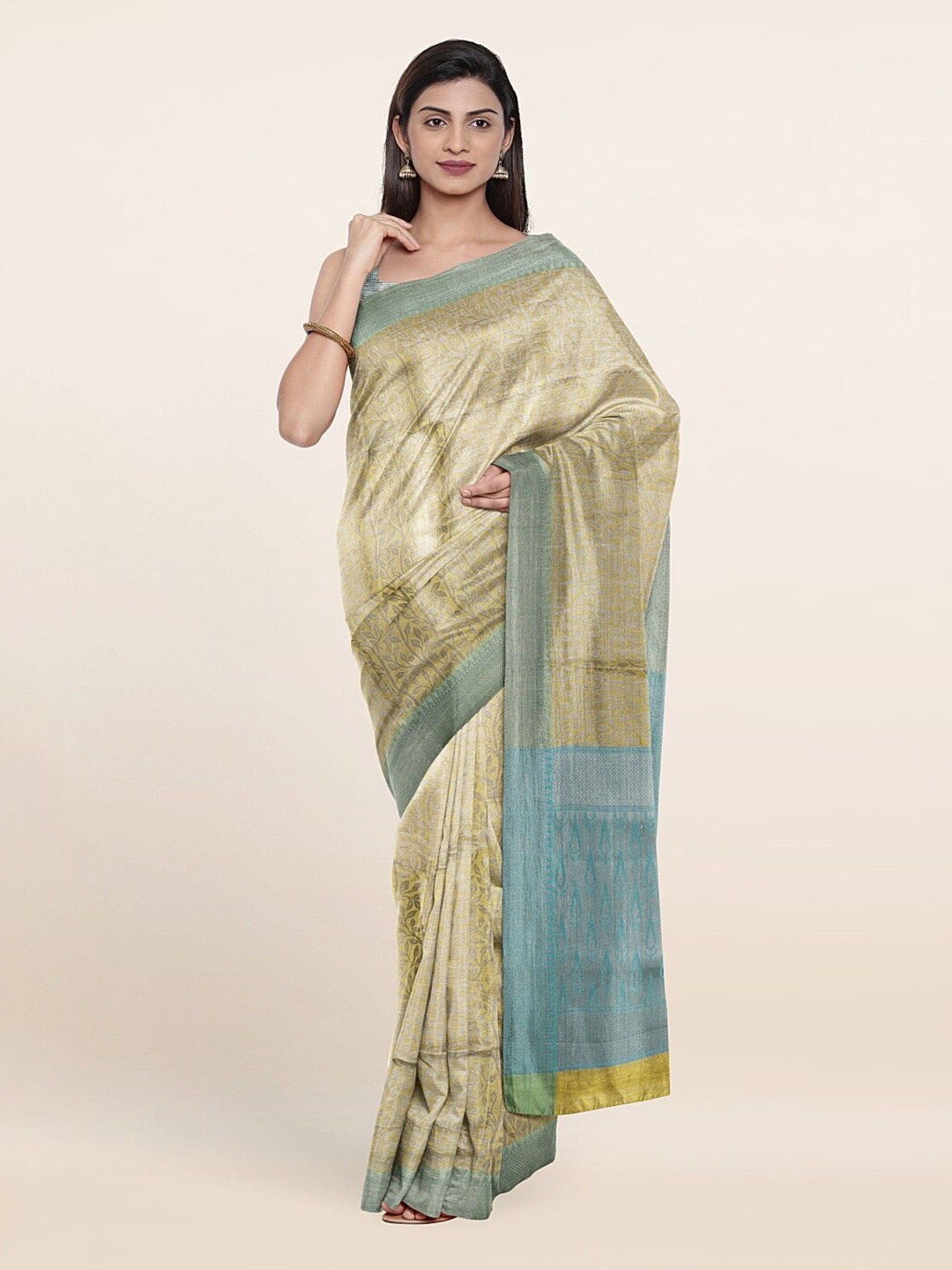 

Pothys Green & Blue Woven Design Zari Art Silk Saree