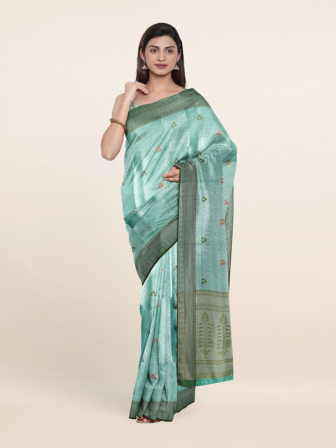 

Pothys Blue & Green Woven Design Zari Art Silk Saree