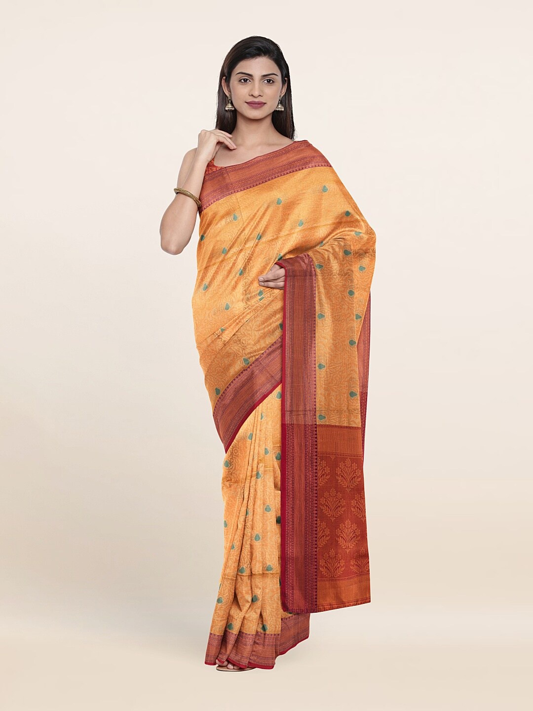 

Pothys Yellow & Red Woven Design Zari Art Silk Saree