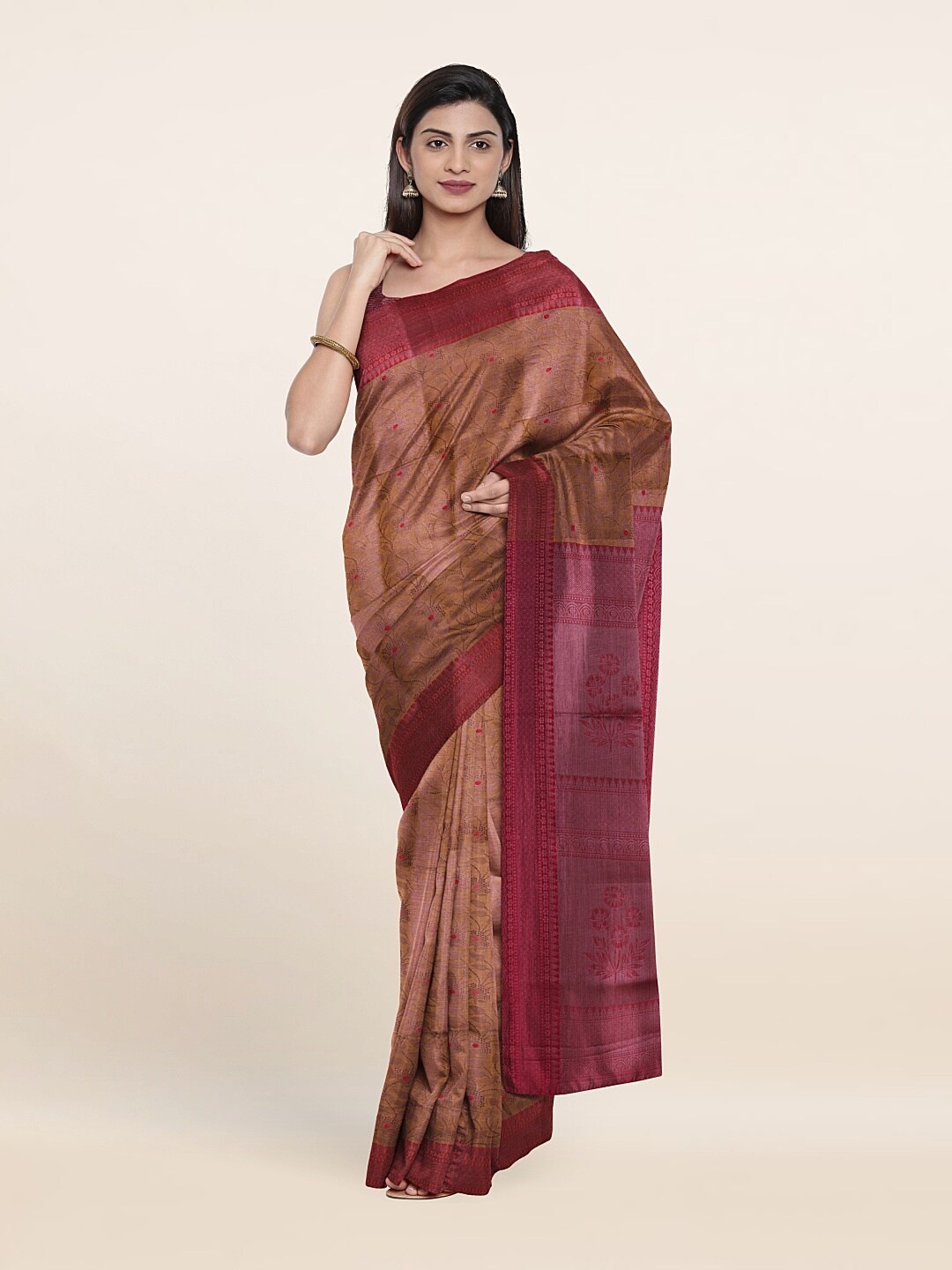 

Pothys Brown & Maroon Woven Design Zari Art Silk Saree