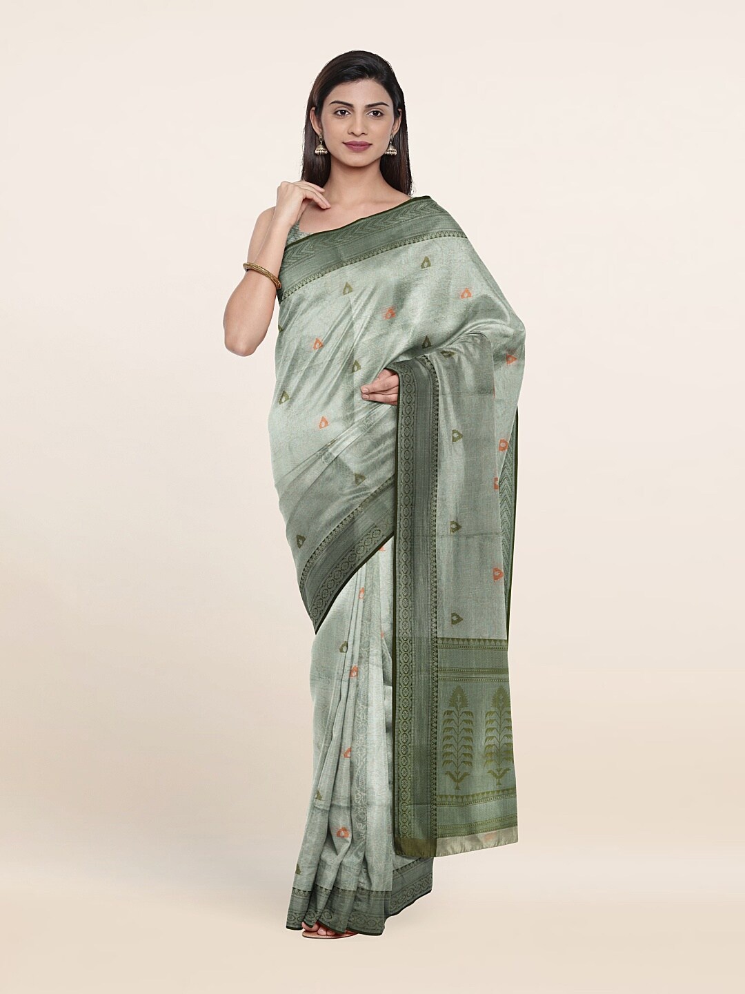 

Pothys Sea Green & Green Woven Design Zari Art Silk Saree