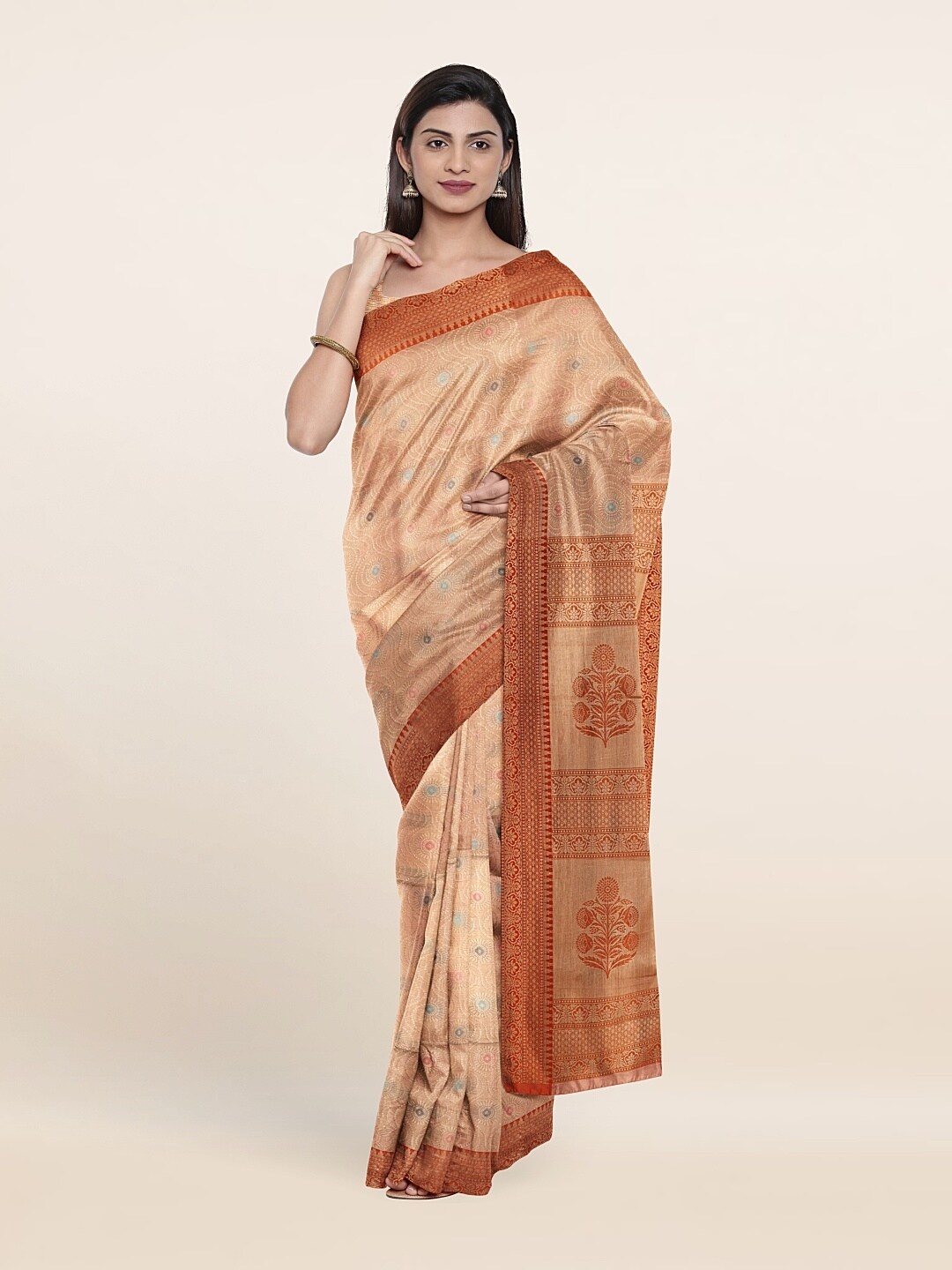 

Pothys Pink & Red Woven Design Zari Art Silk Saree