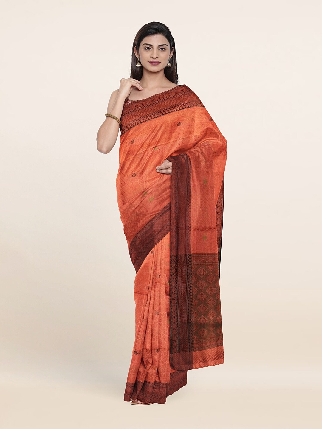 

Pothys Pink & Brown Woven Design Zari Art Silk Saree