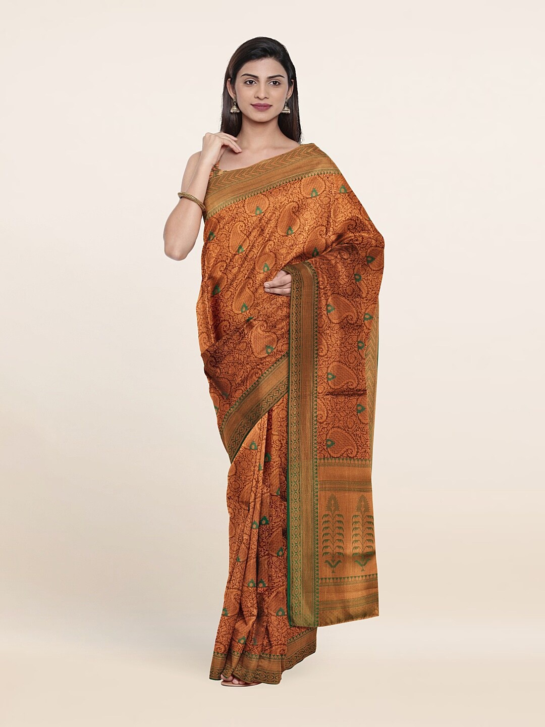 

Pothys Brown & Green Woven Design Zari Art Silk Saree