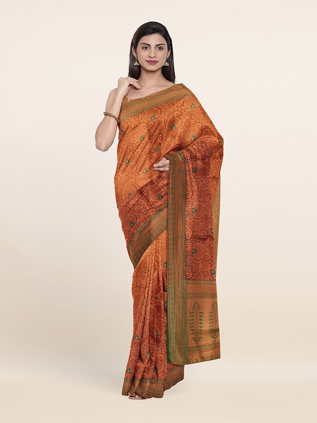 

Pothys Brown & Copper-Toned Woven Design Zari Art Silk Saree