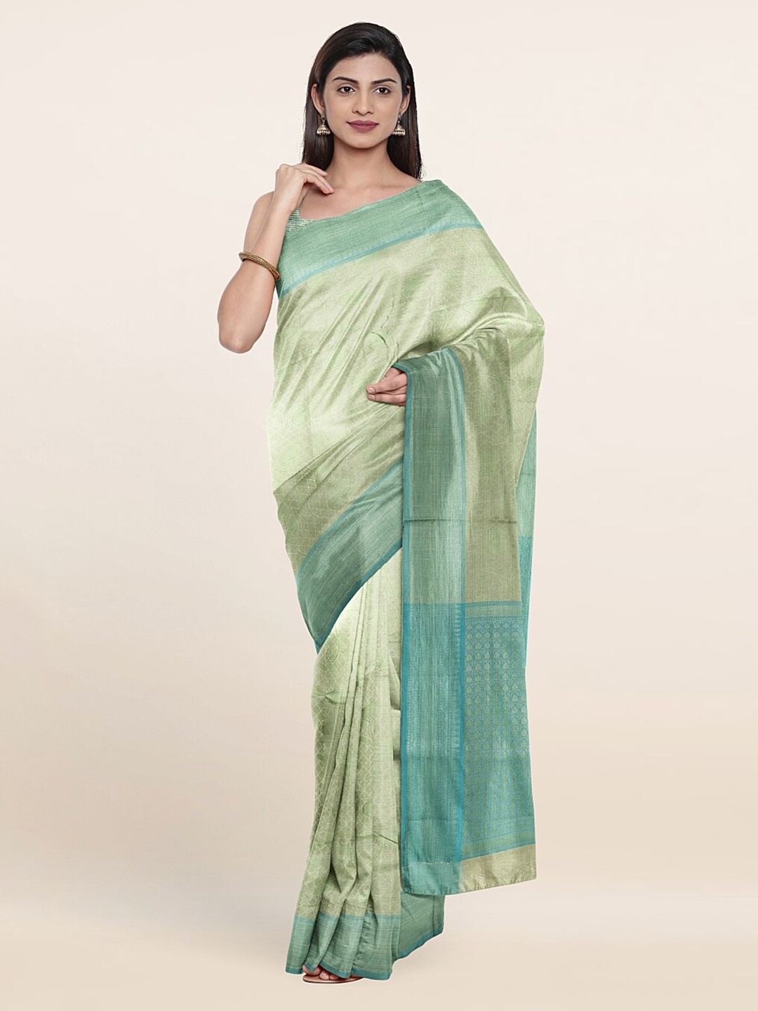 

Pothys Green & Turquoise Blue Woven Design Zari Art Silk Saree
