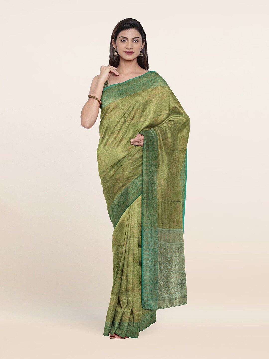 

Pothys Green & Turquoise Blue Woven Design Zari Art Silk Saree