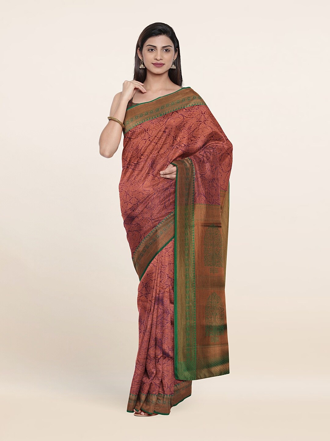 

Pothys Purple & Green Woven Design Zari Art Silk Saree