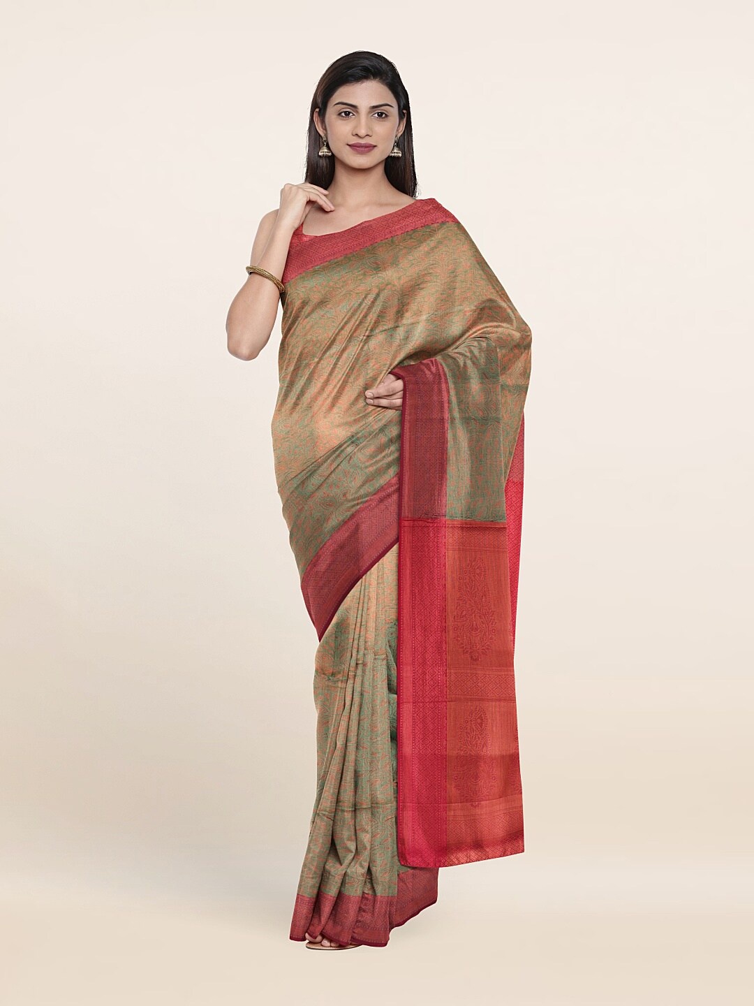 

Pothys Green & Red Woven Design Zari Art Silk Saree