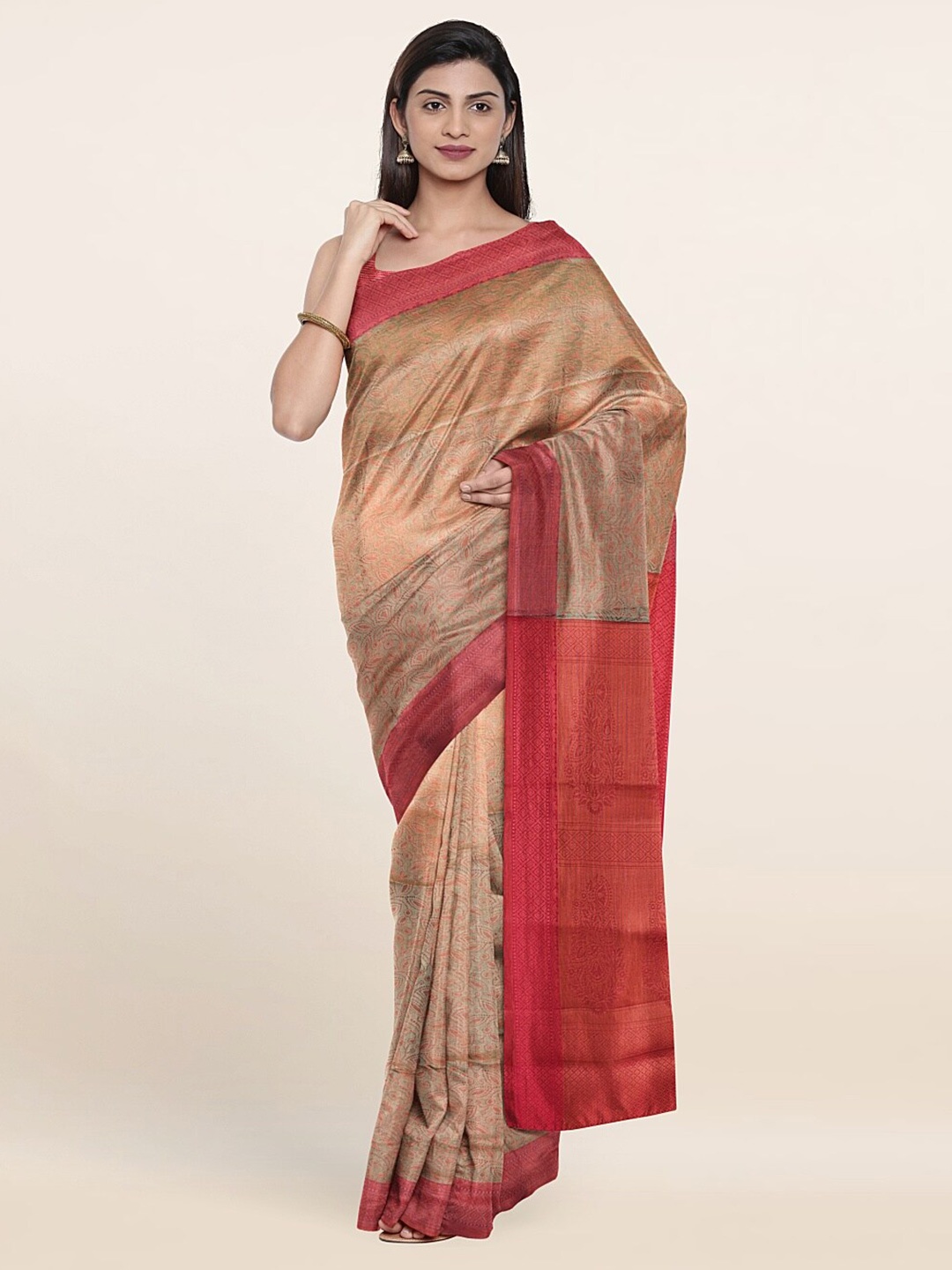 

Pothys Green & Red Woven Design Zari Art Silk Saree