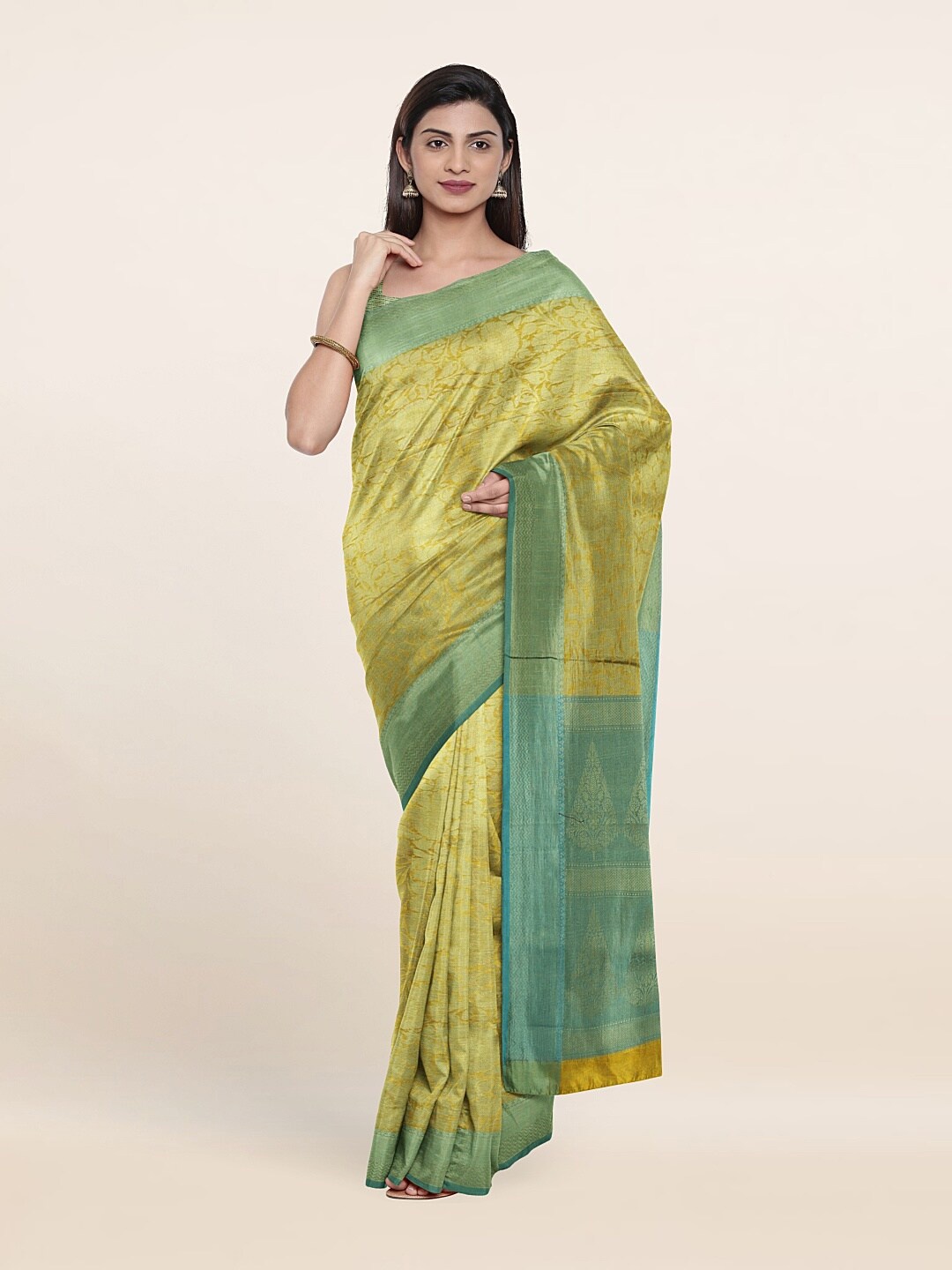 

Pothys Green & Blue Woven Design Zari Art Silk Saree
