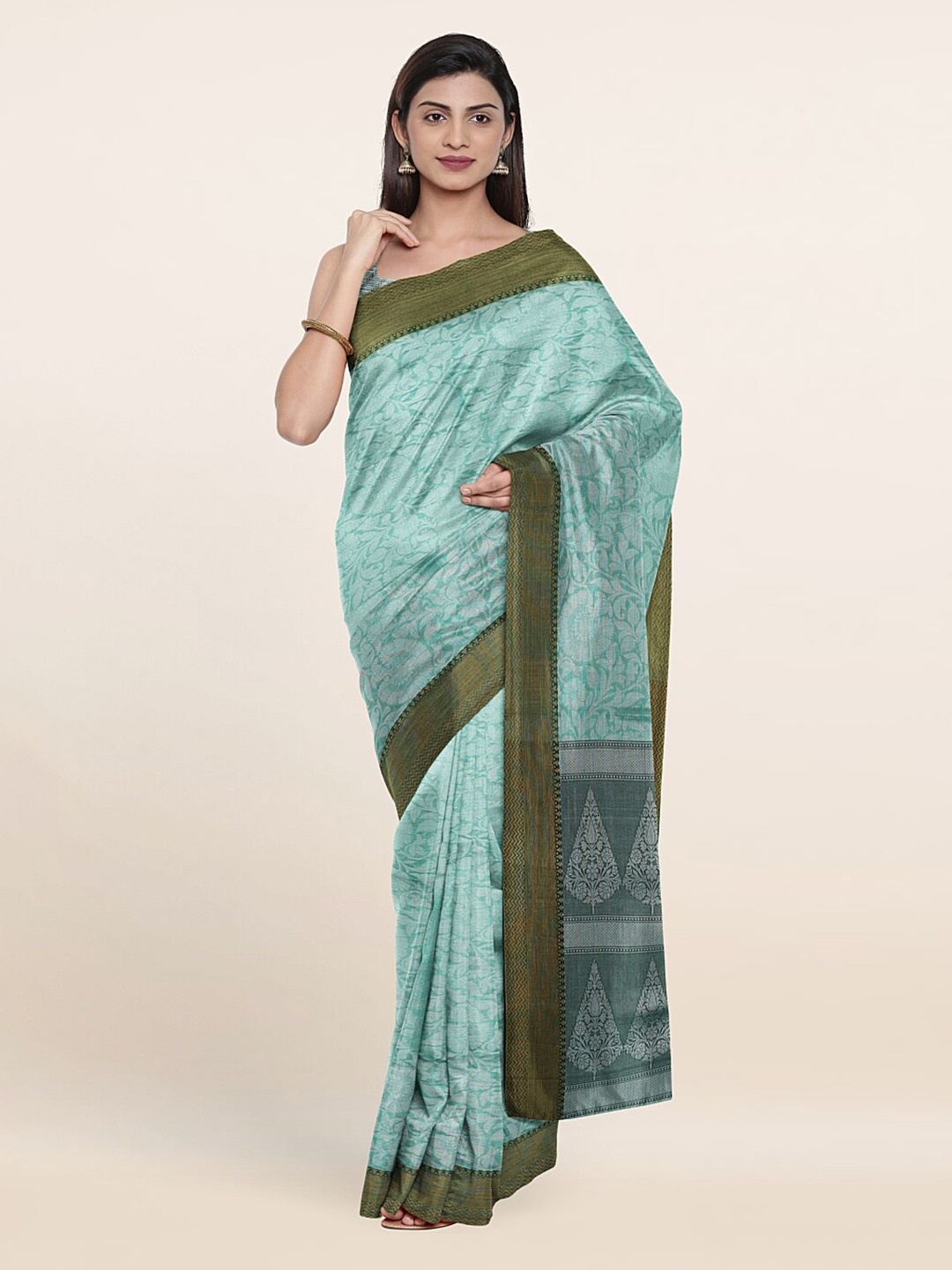 

Pothys Blue & Green Woven Design Zari Art Silk Saree