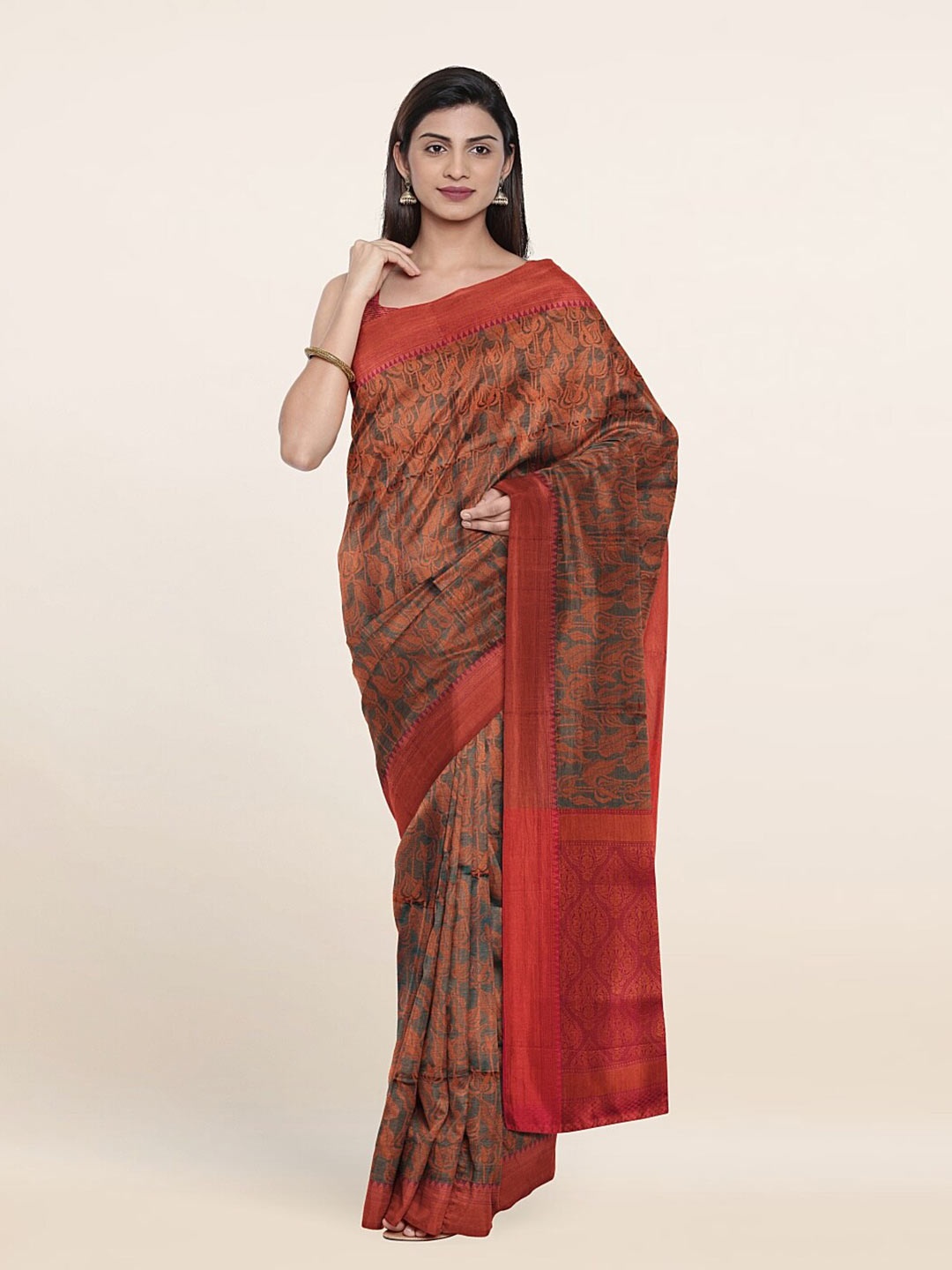 

Pothys Green & Red Woven Design Zari Art Silk Saree