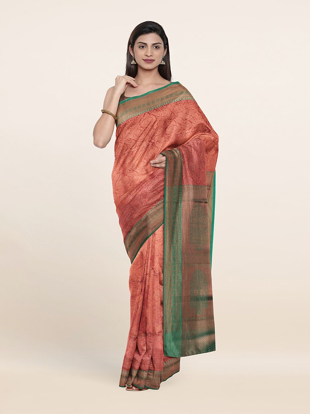 

Pothys Maroon & Green Woven Design Zari Art Silk Saree