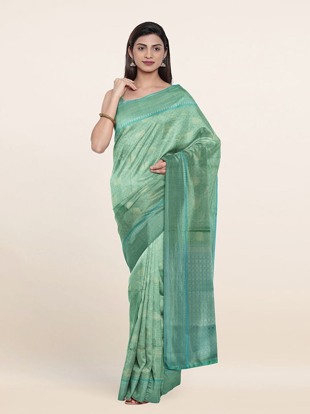 

Pothys Green & Blue Woven Design Zari Art Silk Saree