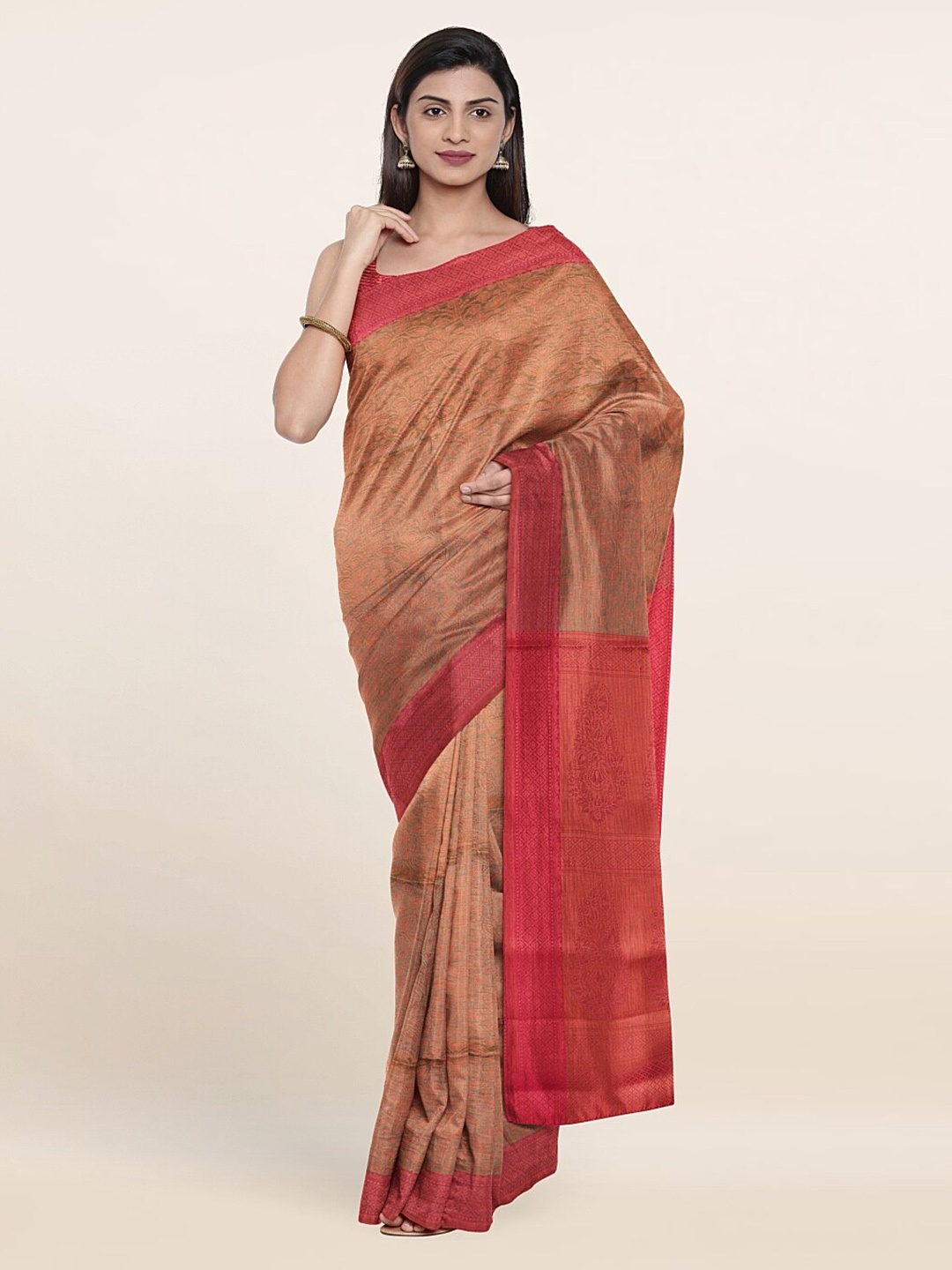 

Pothys Grey & Red Woven Design Zari Art Silk Saree