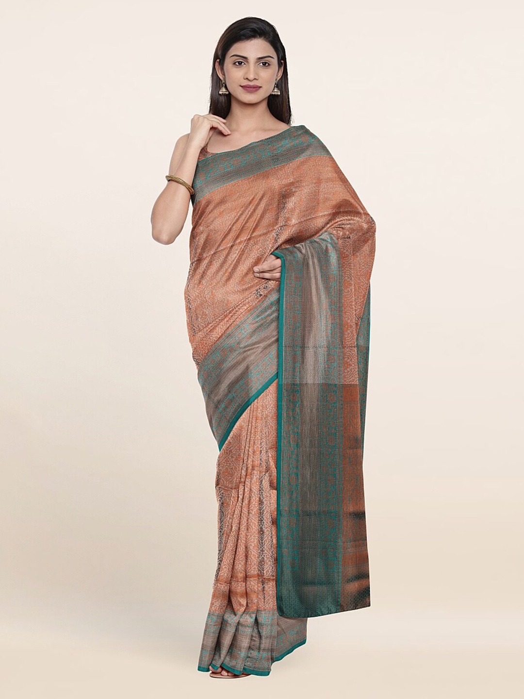 

Pothys Grey & Blue Woven Design Zari Art Silk Saree
