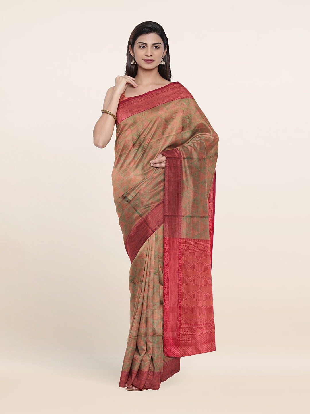 

Pothys Green & Red Woven Design Zari Art Silk Saree