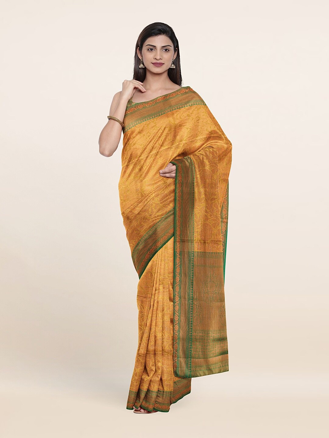 

Pothys Mustard & Green Woven Design Zari Art Silk Saree