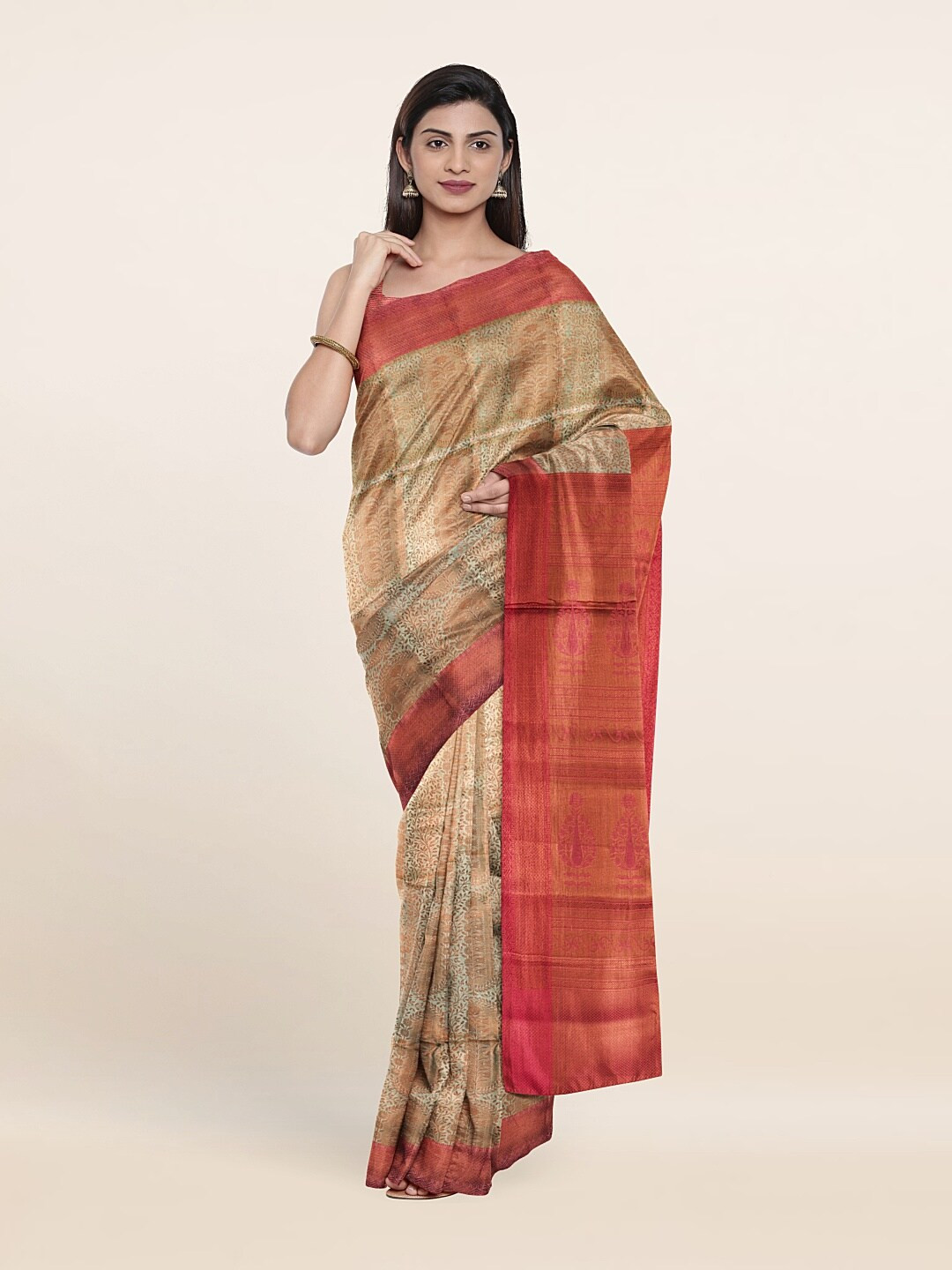 

Pothys Green & Red Woven Design Zari Art Silk Saree