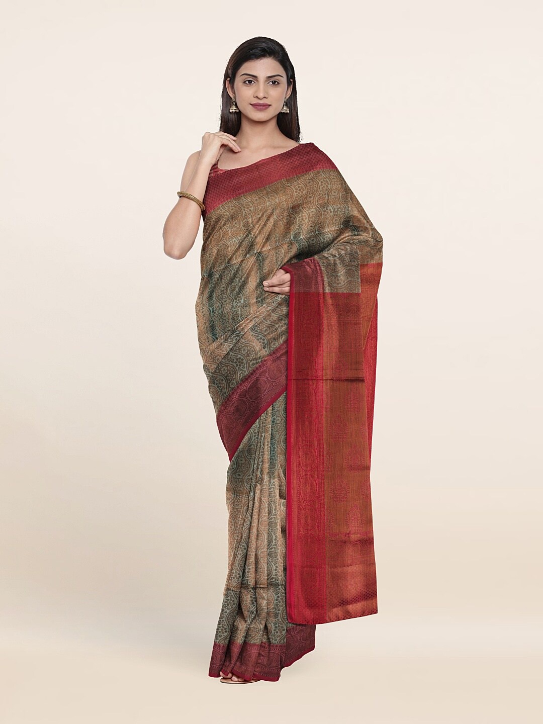 

Pothys Blue & Red Woven Design Zari Art Silk Saree