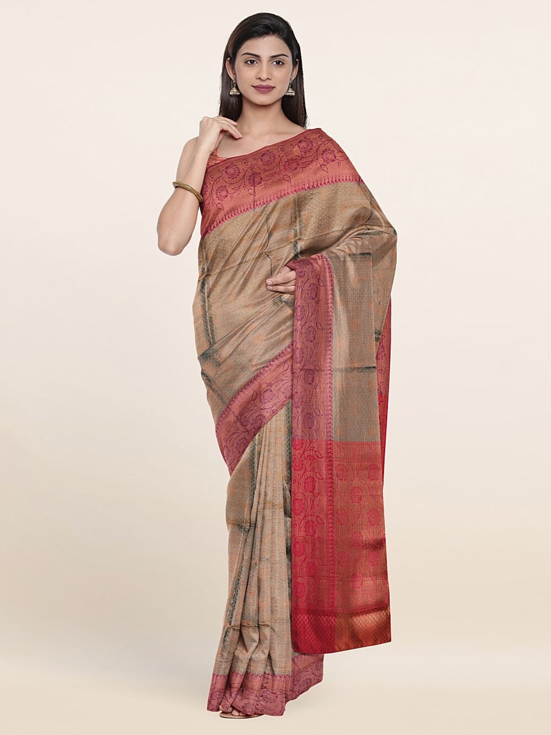 

Pothys Blue & Red Woven Design Zari Art Silk Saree