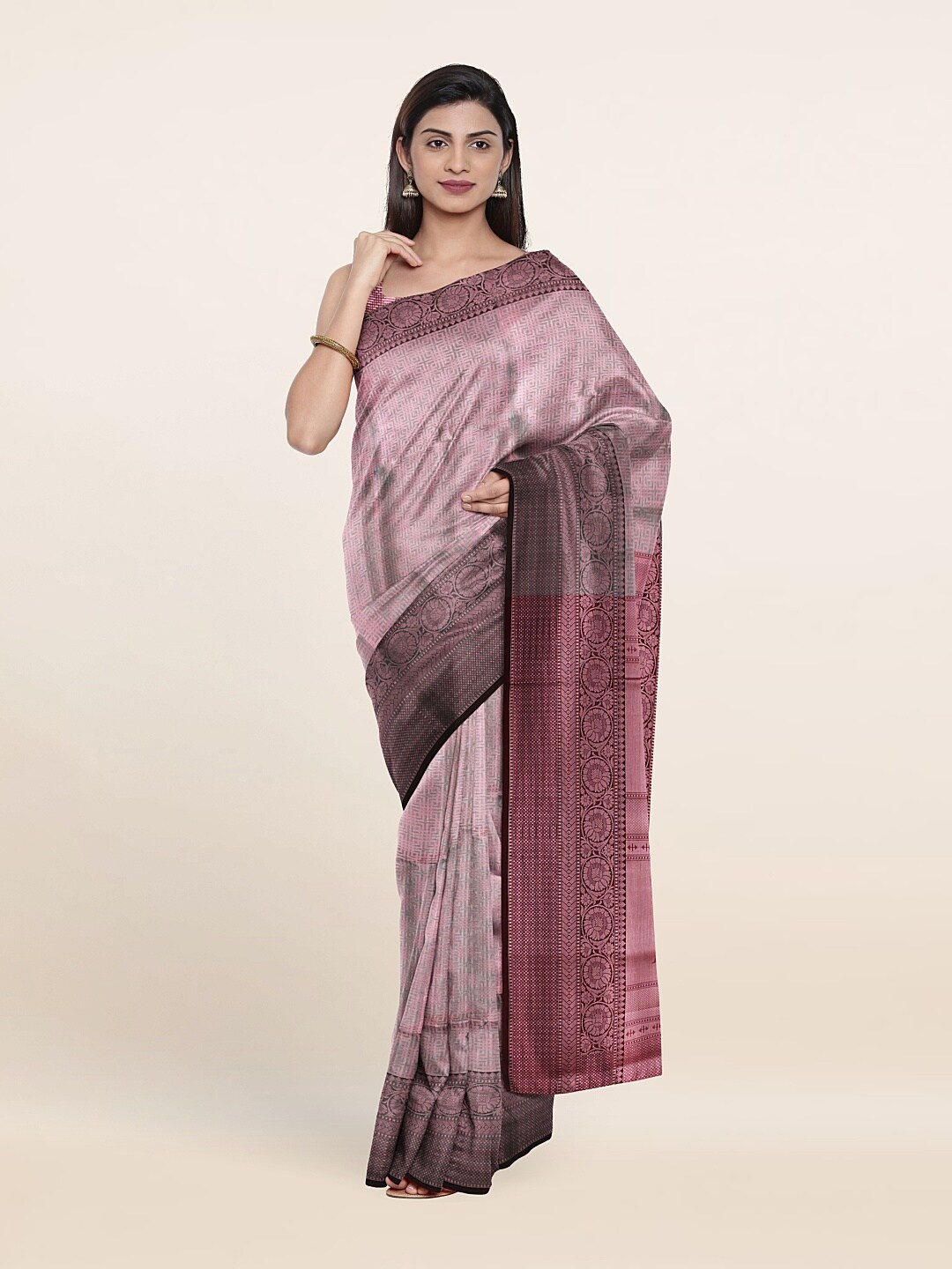 

Pothys Lavender & Copper-Toned Woven Design Zari Art Silk Saree