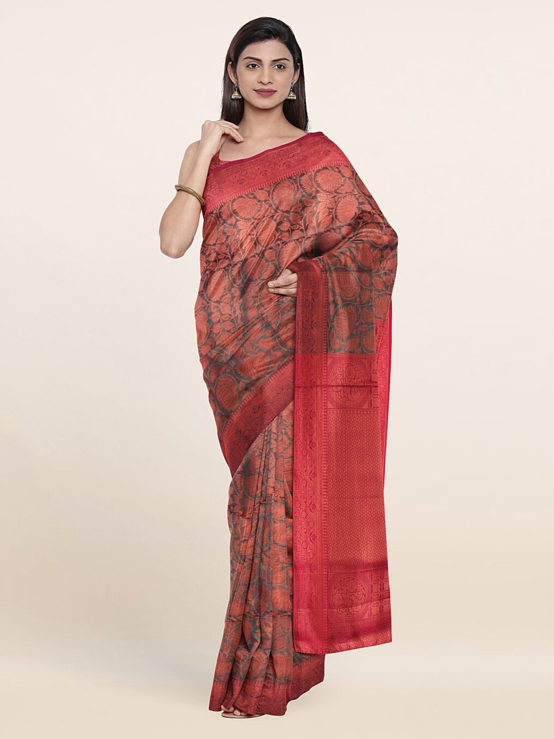 

Pothys Green & Red Woven Design Zari Art Silk Saree