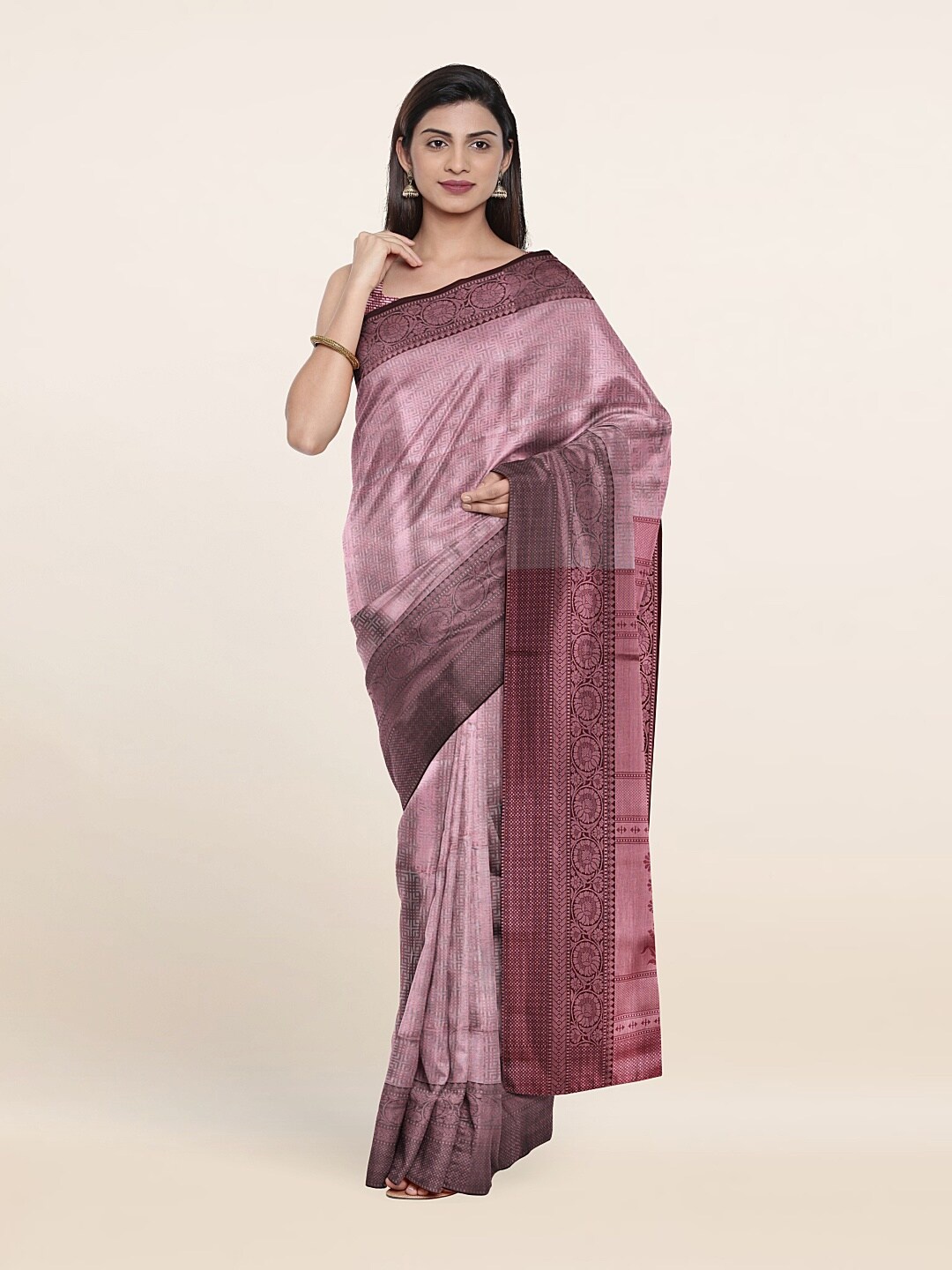 

Pothys Lavender & Copper-Toned Woven Design Zari Art Silk Saree