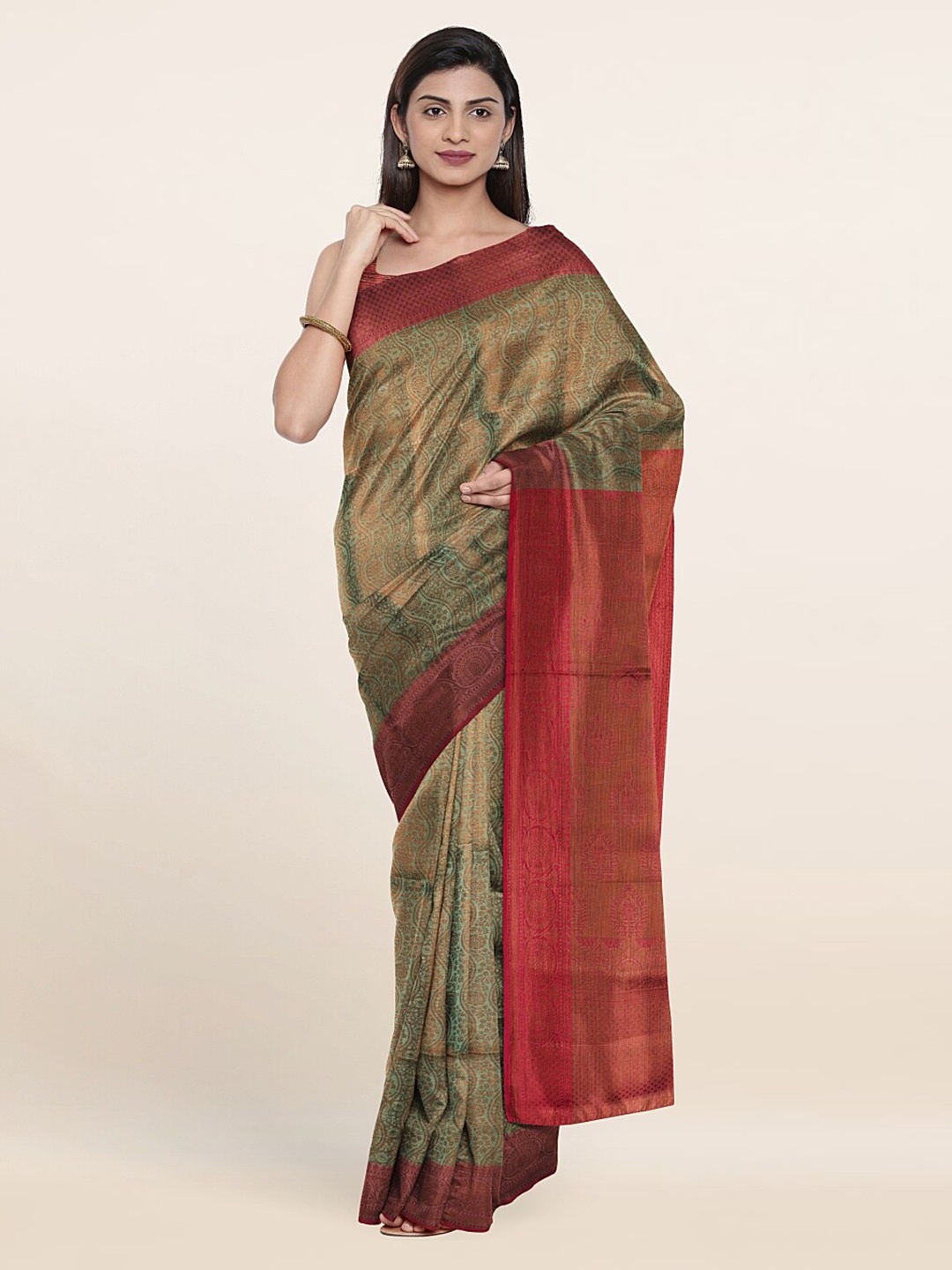 

Pothys Green & Pink Woven Design Zari Art Silk Saree
