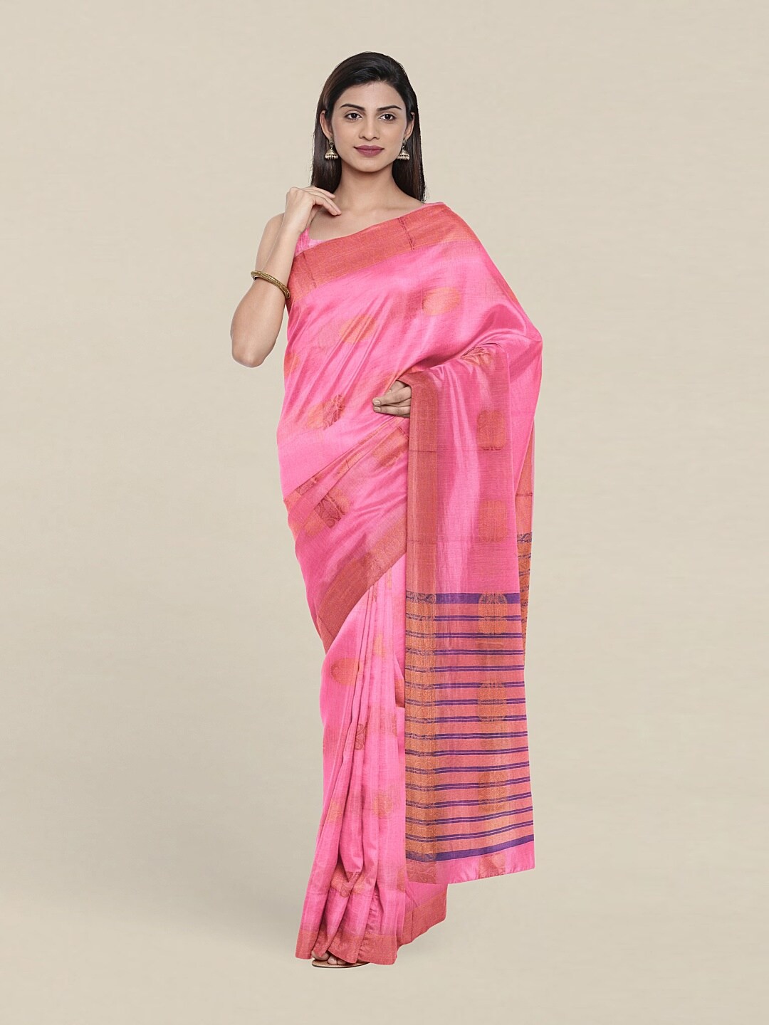 

Pothys Pink & Purple Woven Design Zari Saree
