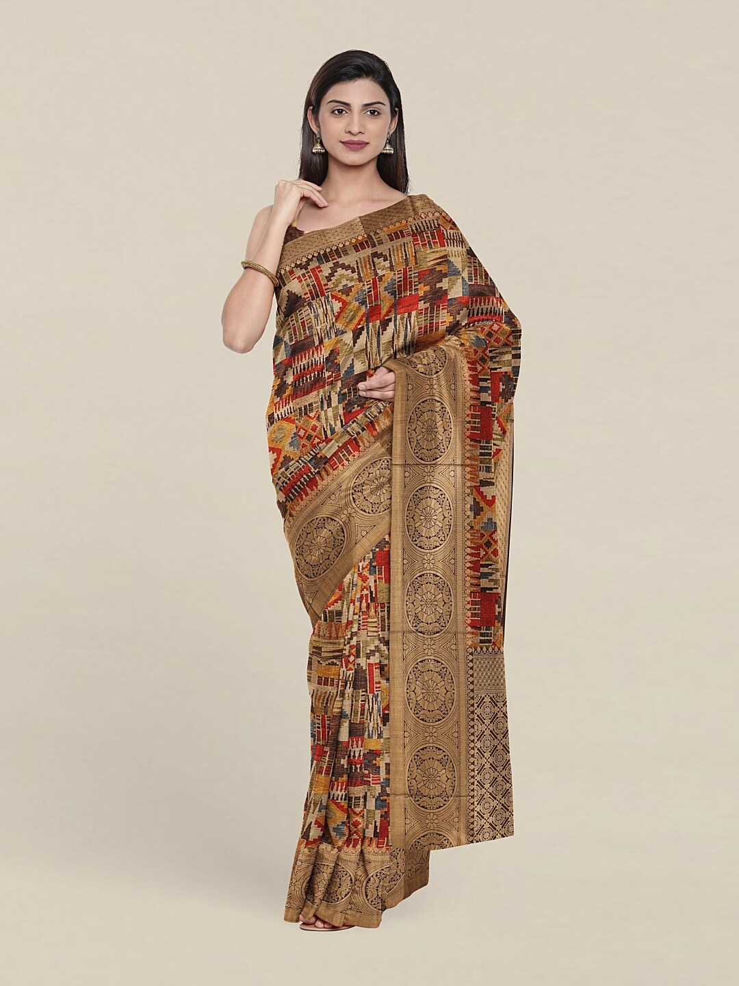 

Pothys Brown & Copper-Toned Art Silk Saree