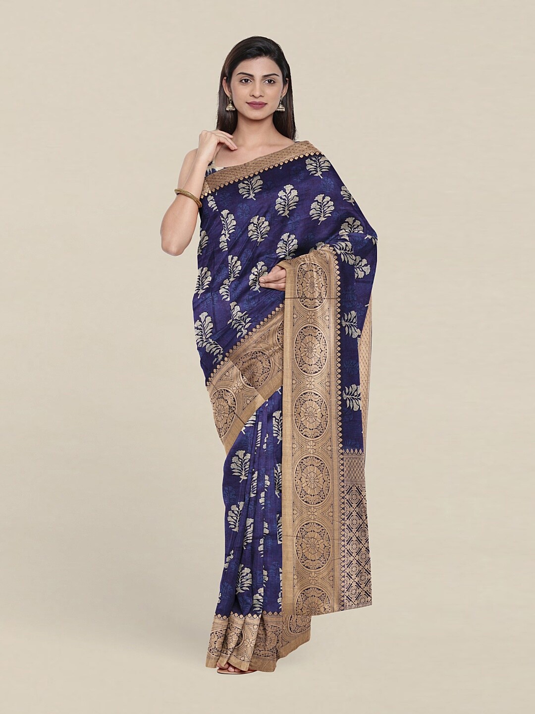 

Pothys Blue & White Floral Art Silk Saree
