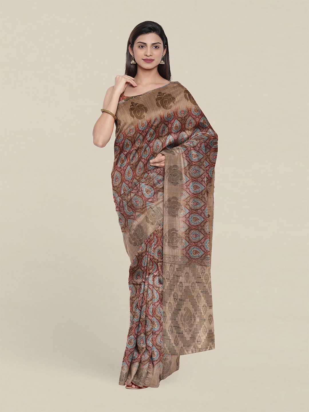 

Pothys Red & Green Ethnic Motifs Zari Art Silk Saree