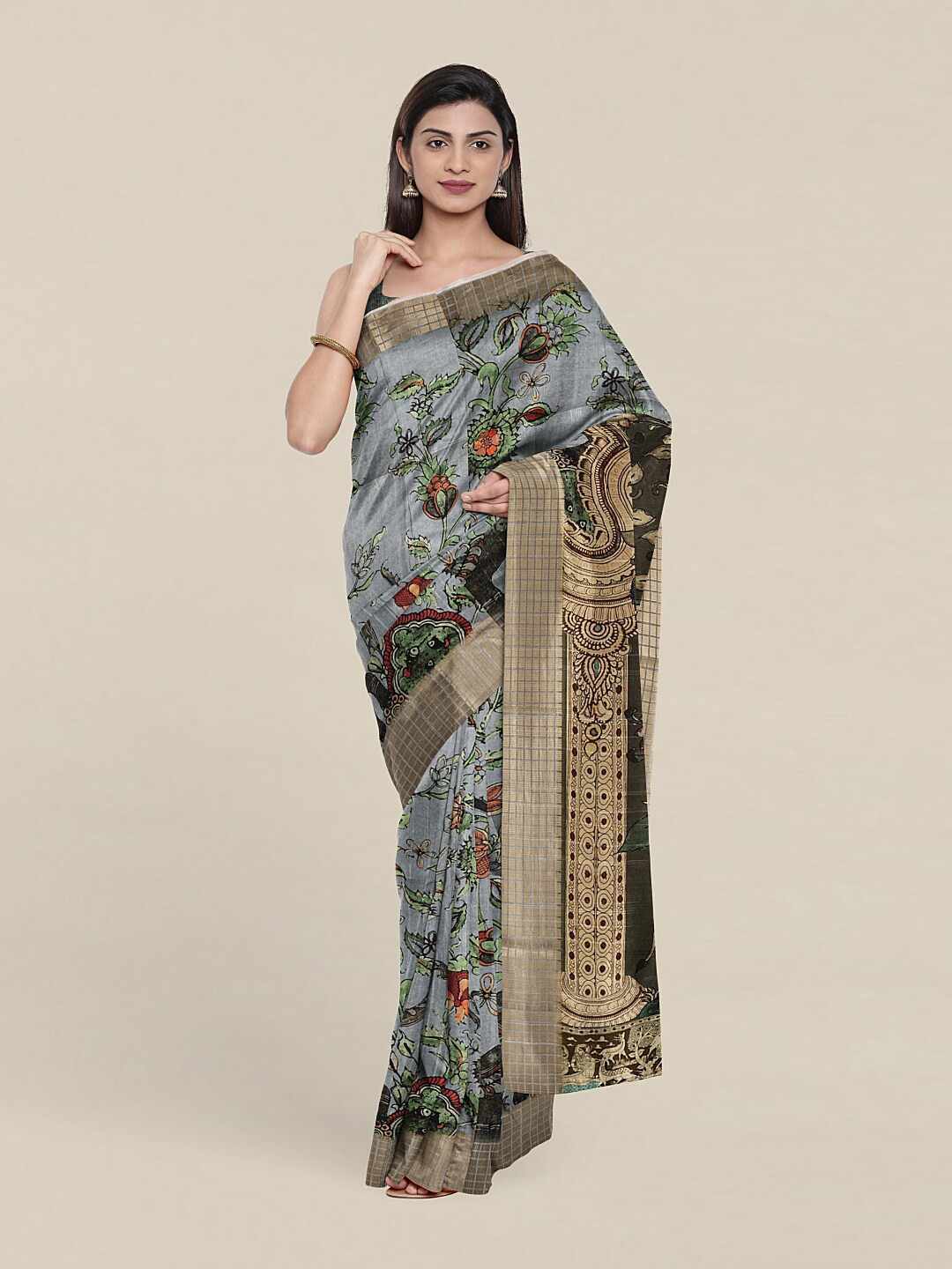 

Pothys Grey & Black Zari Art Silk Saree