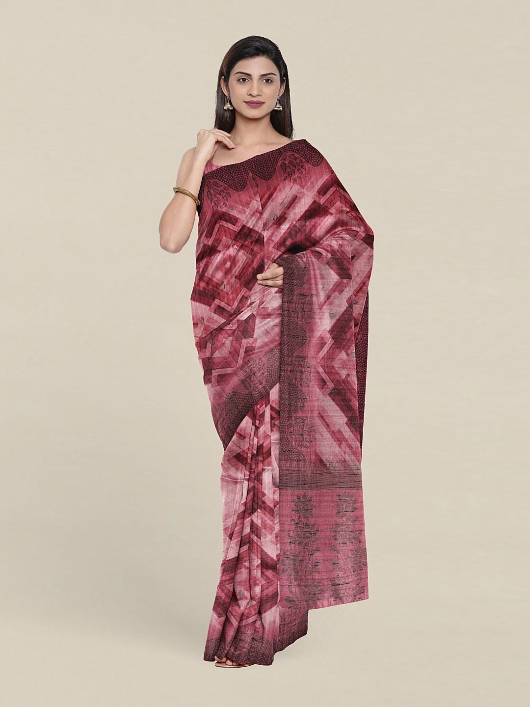 

Pothys Lavender & Brown Art Silk Saree