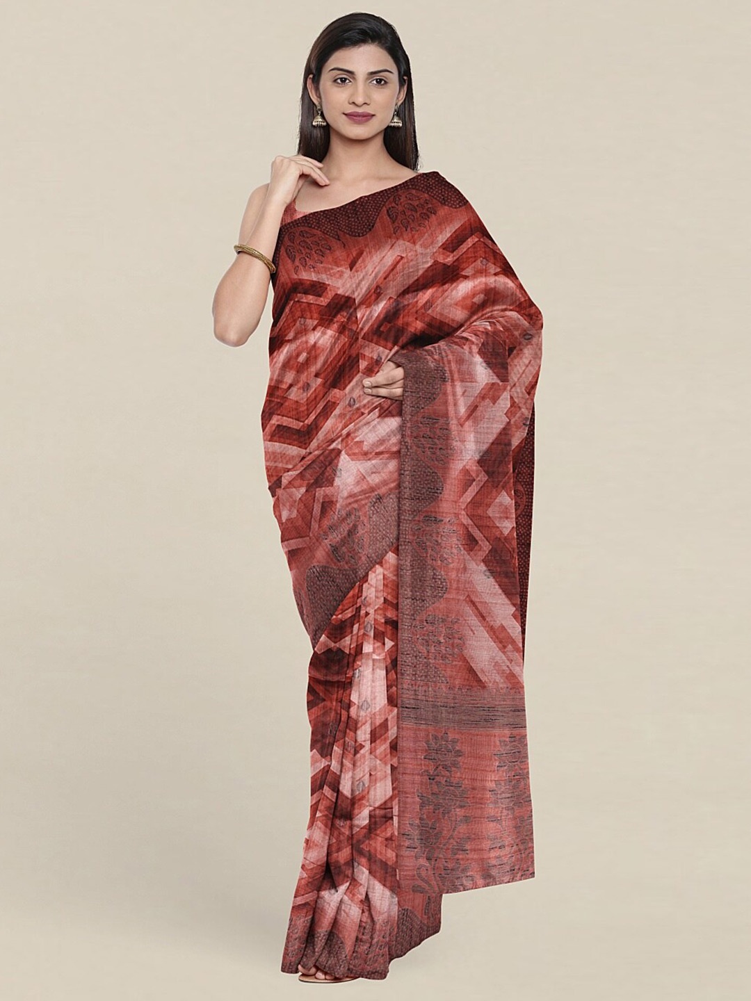 

Pothys Maroon & Rust Art Silk Saree