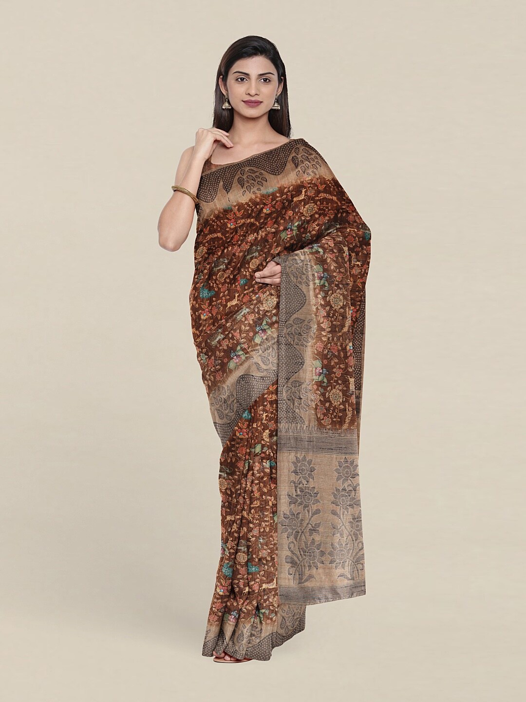 

Pothys Brown & Beige Kalamkari Art Silk Saree