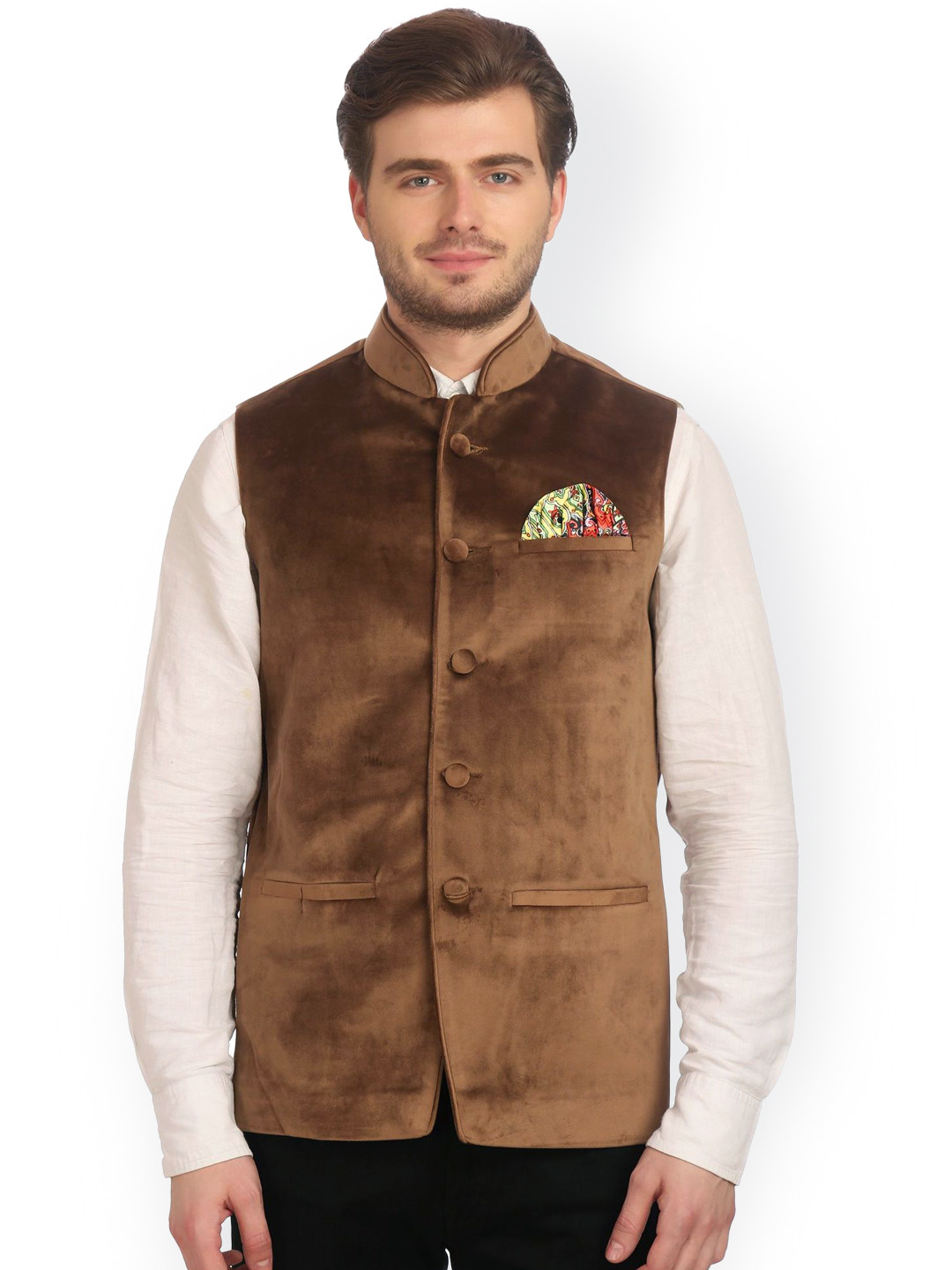 

Wintage Brown Bandhgala Nehru Jacket, Yellow