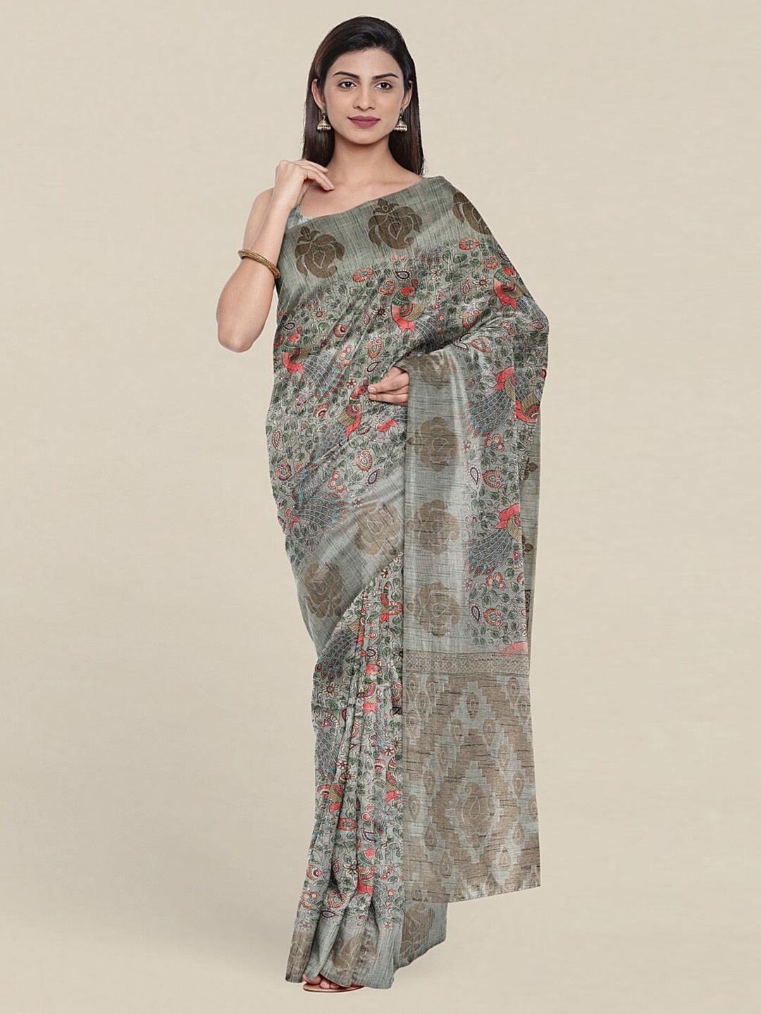 

Pothys Green & Pink Kalamkari Art Silk Saree