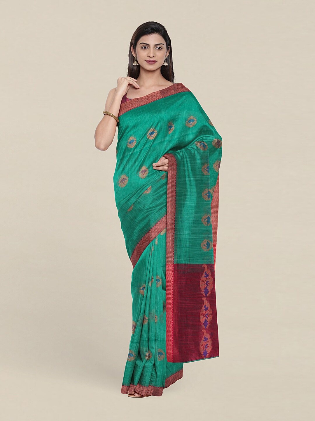 

Pothys Green & Purple Woven Design Jute Cotton Saree