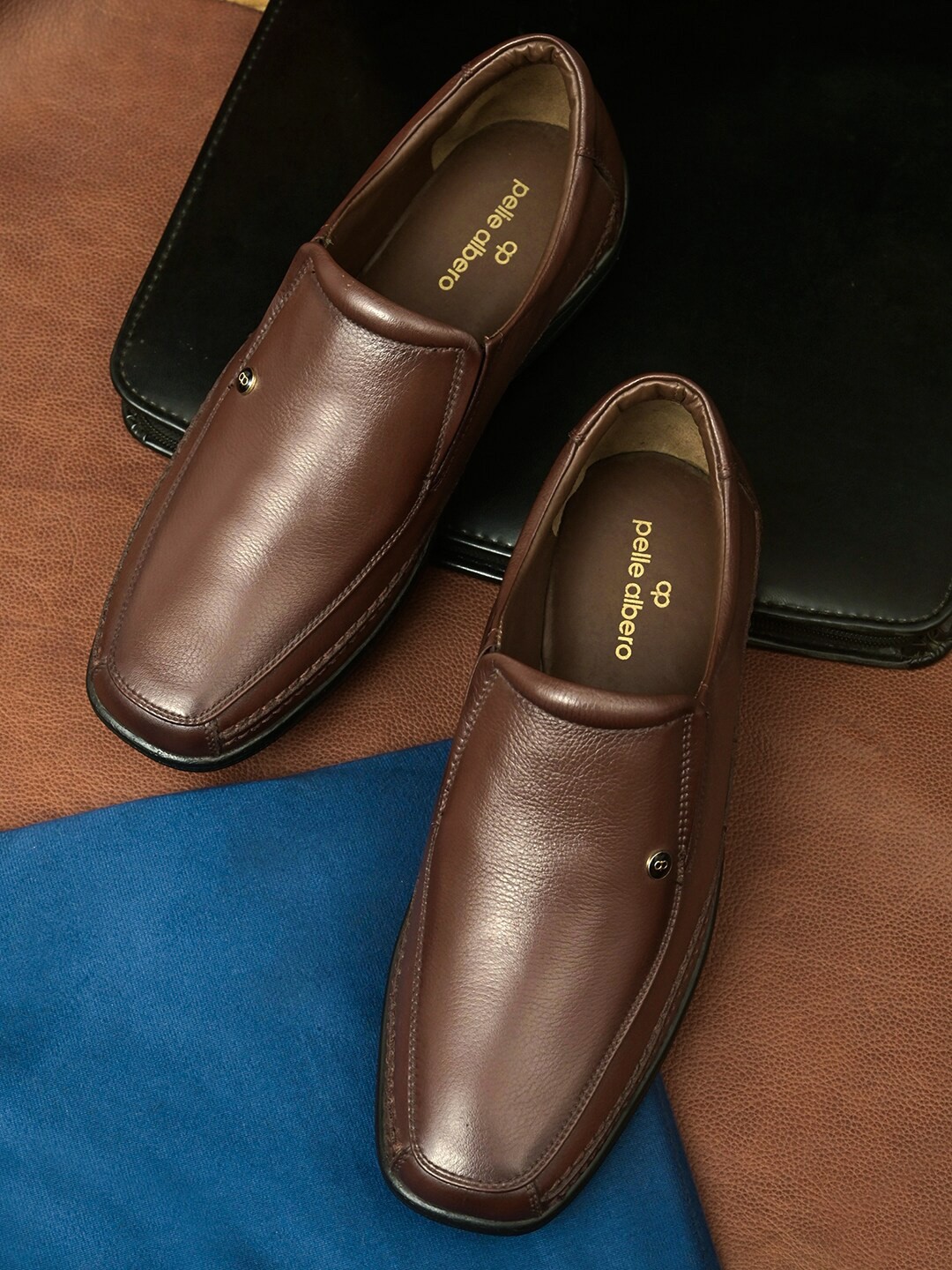 

pelle albero Men Tan Brown Solid Leather Slip On Shoes