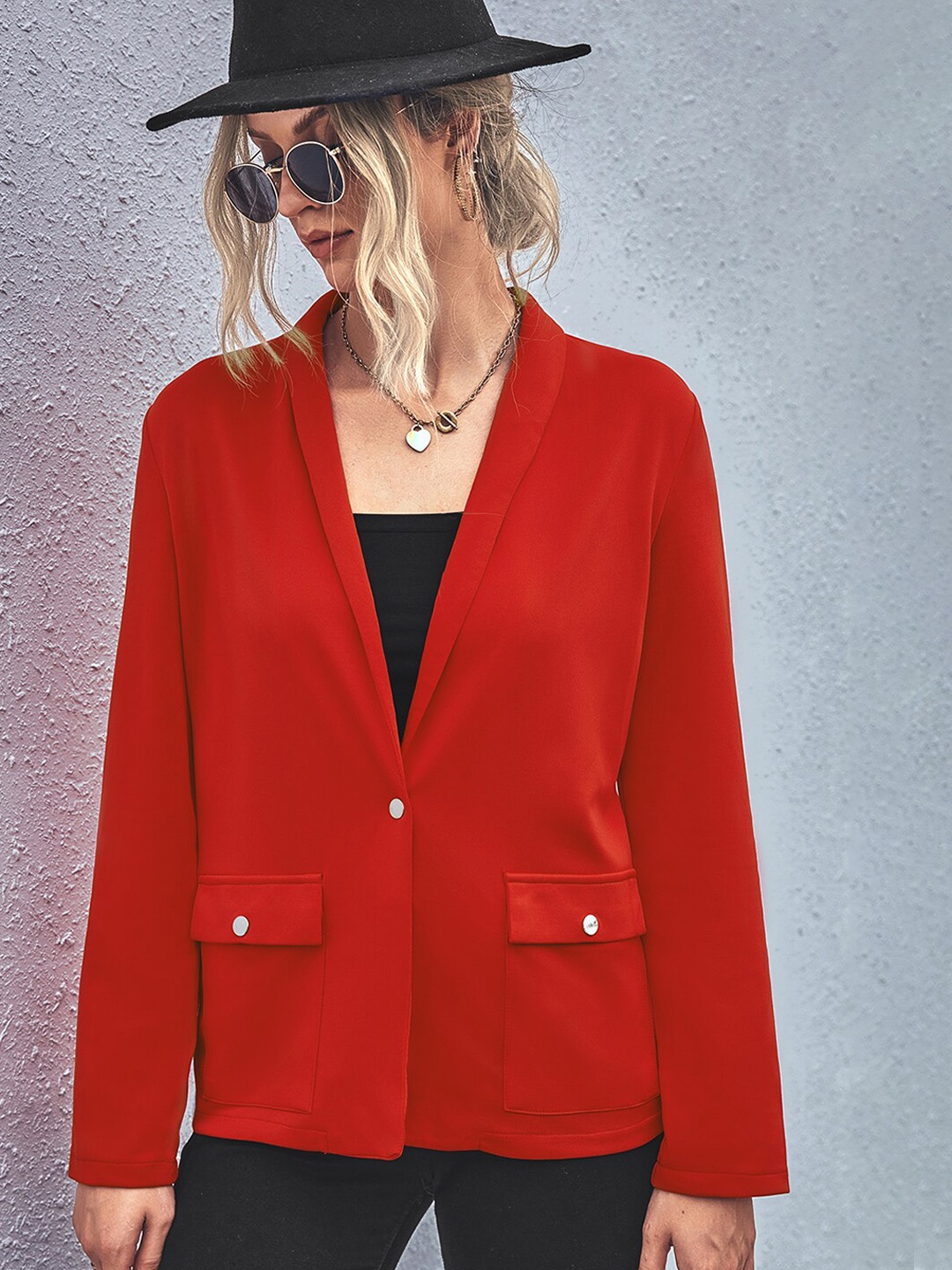 

BoStreet Women Red Longline Tailored Jacket