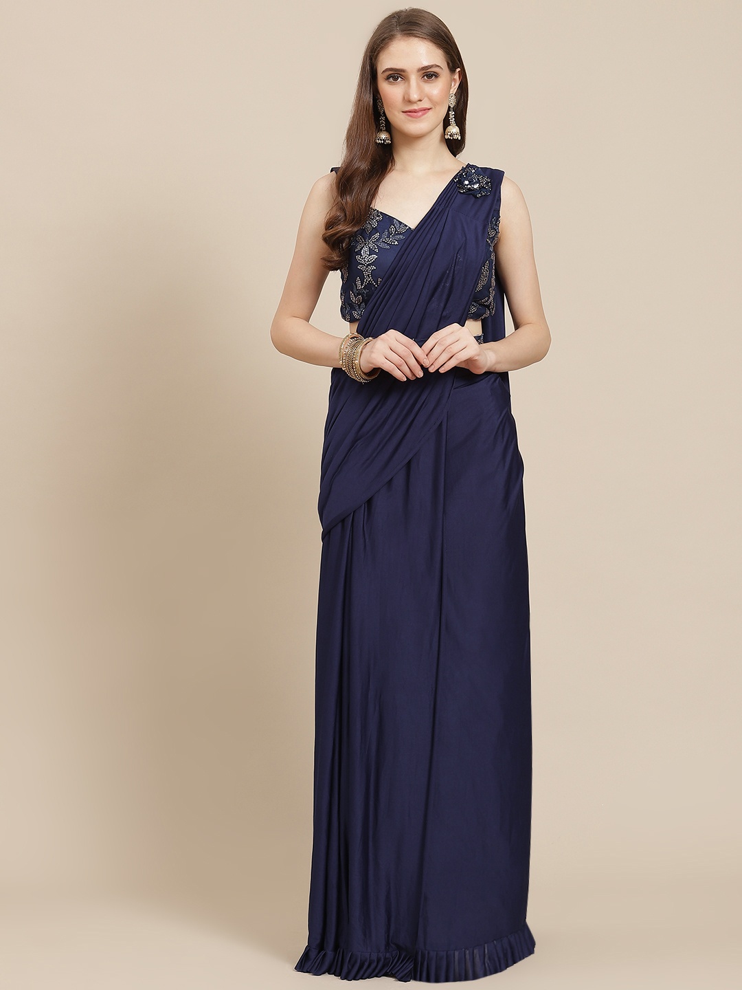 

Grancy Navy Blue Ready to Wear Saree