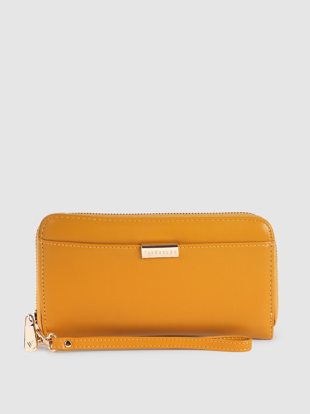 

Van Heusen Women Mustard Yellow Solid Zip Around Wallet
