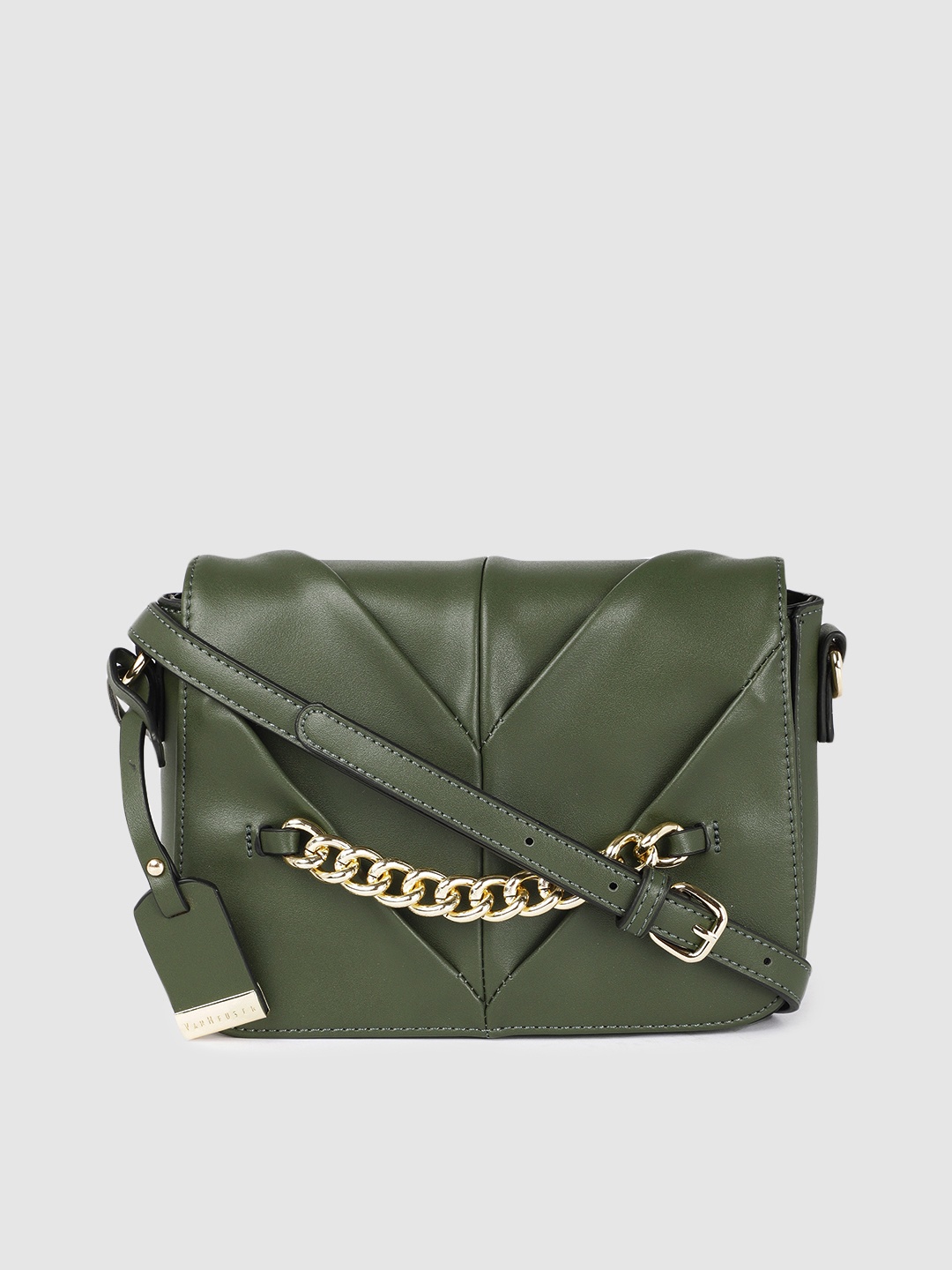 

Van Heusen Green Solid Structured Sling Bag